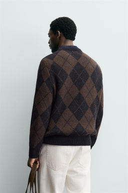 WOOL BLEND ARGYLE JACQUARD JUMPER