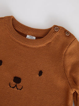 Bisiklet Yaka Uzun Kollu Desenli Erkek Bebek Triko Tulum - Waikiki фото 3