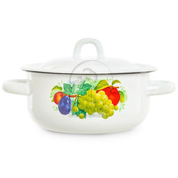 ЭМ_Кастрюля 1,5л цилин. с декором, эмаль арт. С1607, С1607.3, С1607.3П, С1607.П, С1607.3*59, 59