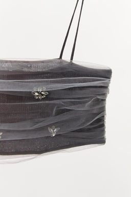 FINE KNIT TOP WITH JEWELS AND TULLE - Zara фото 7