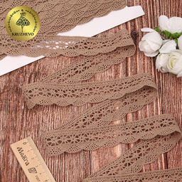 Кружево вязаное хлопковое KRUZHEVO 27мм арт.TBY.1005 цв.F294 капучино, уп.10м