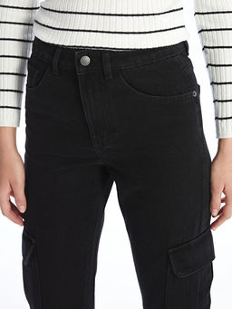 Straight Fit Kad?n Kargo Jean Pantolon