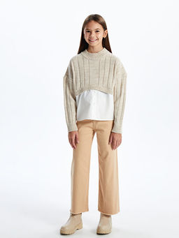 Bisiklet Yaka Desenli Uzun Kollu K?z ?ocuk Triko Kazak - Waikiki фото 4