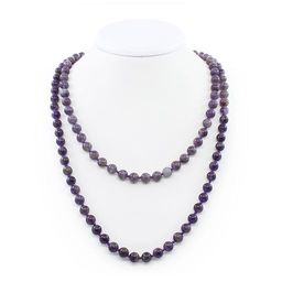 Бусы аметист, круглые 8мм, длинные 114см