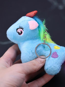 Плюшевый брелок "Unicorn hearts", blue (10 см)