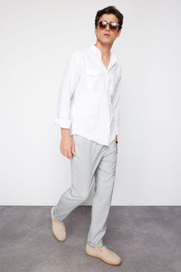 TRENDYOL MAN Siyah More Sustainable Beli Lastikli Slim Fit Duble Paca Kumas Pantolon TMNAW21PL0107 - Trendyolmilla фото 3