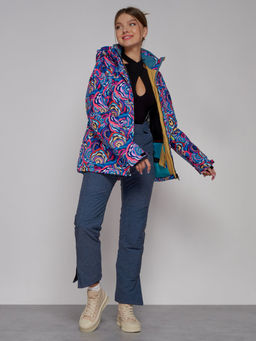 Горнолыжная куртка женская зимняя синего цвета 2302-2S - Mtforce фото 8