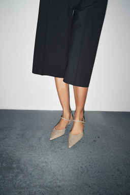 SUEDE KITTEN-HEEL SLINGBACKS