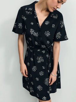 Платье с поясом и цветочным принтом - Zarina фото 3