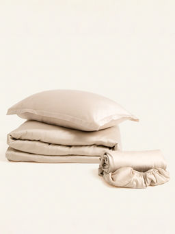 Простыня на резинке 1.5-спальная SL Home Tencel, 140×200+30 см, тенсель, бежевая