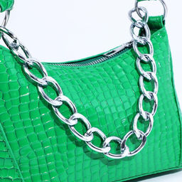 Сумка женская багет на молнии, 21.5×9×13.5 см, зелёная