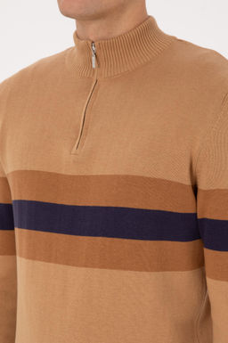 Erkek Regular Fit Yar_m Fermuarl_ Camel Kazak - U.s. polo assn фото 7