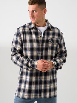 Рубашка Оптима Имидж фланель клетка темно-синий  фото 7