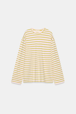 CAMISETA ALGOD?N Y LINO RAYAS / Rosa pastel - Zara фото 4