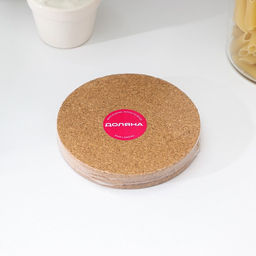 Набор подставок под горячее Доляна, под кружку, пробка, 4 шт., d=10 см