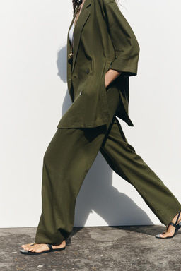 WIDE-LEG LINEN-BLEND TROUSERS - Zara фото 17