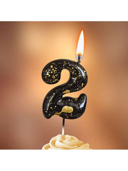 Цена за 2 шт. Свеча в торт «Черные брызги», цифра 2