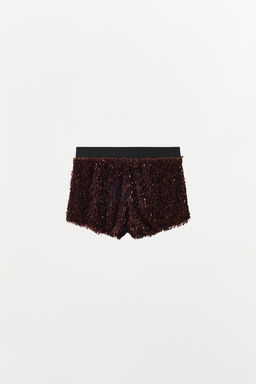 CONTRAST WAISTBAND SEQUIN SHORTS