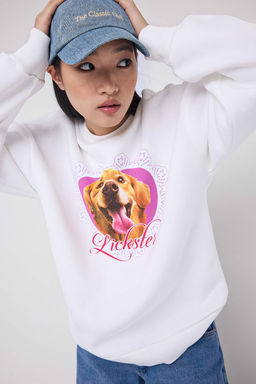 Teen Ekru Oversize/Bask?l? Orme Sweatshirt TWOAW26SW00104 - Trendyolmilla фото 2