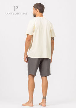 Домашний мужской комплект, (футболка 100% хлопок, шорты 100% ЛЁН), тм - Pantelemone фото 2
