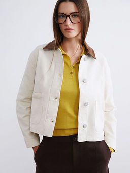 Kontrast Yaka Oversize Kad?n Ceket