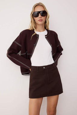 TRENDYOLMILLA Siyah Mini Denim Sort Etek TWOSS25SR00079 фото 24