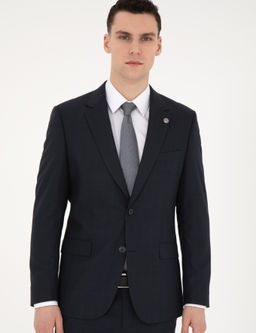 Lacivert Slim Fit Tak_m Elbise