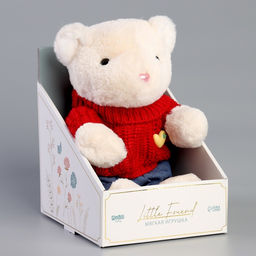 Мягкая игрушка Little Friend, мишка в красном свитере, 21 см
