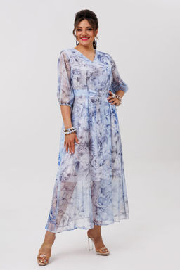 Платье ANELLI 1605 аквамариновый пион