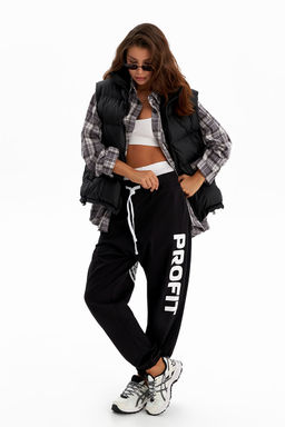 Штаны/брюки Майами для танцев черные c белым принтом