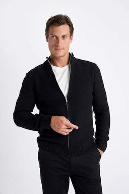 Вафельный кардиган стандартной посадки с водолазкой - Defacto фото 3