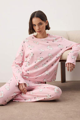 Lacivert Uyku Temal? Kuzu Desenli Orme Pijama Tak?m? THMAW26PT00046 - Trendyolmilla фото 17