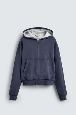 SUDADERA COMBINADO WAFFLE CAPUCHA / Azul tinta