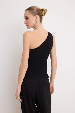 Siyah Tas Aksesuar Detayl? Asimetrik Yaka Party Bluz TPRSS26BZ00040 - Trendyolmilla фото 4