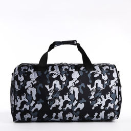 Сумка дорожная на молнии, наружный карман, длинный ремень, цвет серый/чёрный - Simaland фото 3