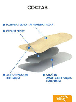 Мягкие ортопедические полустельки для профилактики плоскостопия и модельной обуви Talus 72к комфорт фото 9