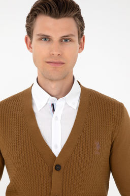 Мужской базовый трикотажный кардиган светло-хаки - U.s. polo assn фото 2