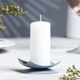 Подсвечник на 1 свечу «Кварта», металл, 7×2.7 см, серый