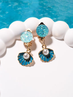 Цена за 3 шт. Клипсы детские Выбражулька «Жемчужина в ракушке», голубая