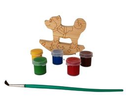 Набор под роспись "Собачка-качалка" с контуром арт.7959 с красками и кисточкой в пакете