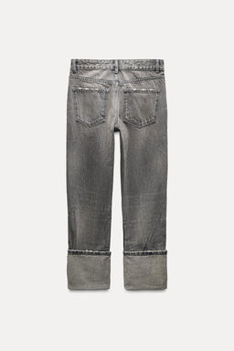 HIGH-WAIST TRF STOVE PIPE FOLDED JEANS - Zara фото 17