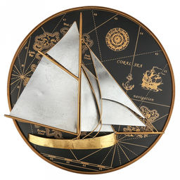 Панно настенное металлическое Паруса д60см, h2-6см, декоративное, объемное, черный/серебристый, ручная работа, в коробке (Китай) ДОПУСКАЮТСЯ: небольшие потертости, вкрапления, неровности.