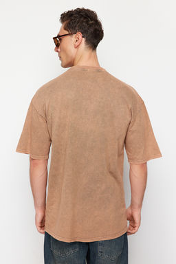 TRENDYOL MAN Antrasit Oversize/Genis Kesim Soluk Efektli Yaz? Bask?l? %100 Pamuklu T-Shirt TMNSS23TS00174 - Trendyolmilla фото 6
