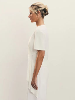 Футболка с драпировкой из поплина / Zarina  фото 4