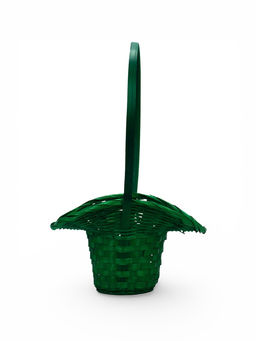 Корзина плетёная для хранения «Шляпа», 21×18×14 см, ручка h=15 см, бамбуковая, зелёная, Greengo