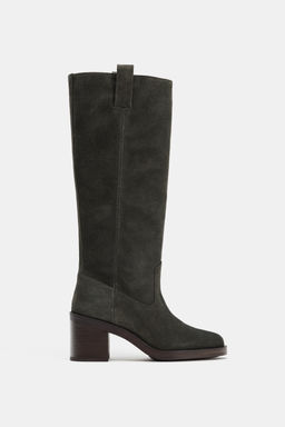SPLIT SUEDE HEELED KNEE-HIGH BOOTS - Zara фото 3