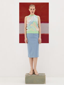 Топ с жаккардом акварель 421.010414/Персиковый