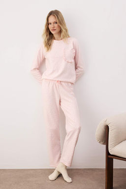 Pudra Kalp Desenli F?rf?rl? ve Cepli Orme Pijama Tak?m? THMAW26PT00205
