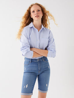 Normal Bel Bermuda Fit Kad?n Jean ?ort