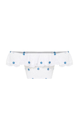 Beyaz F?rf?r Detayl? Brode Kumas Crop Dokuma Bluz TWOSS25BZ00154 - Trendyolmilla фото 9